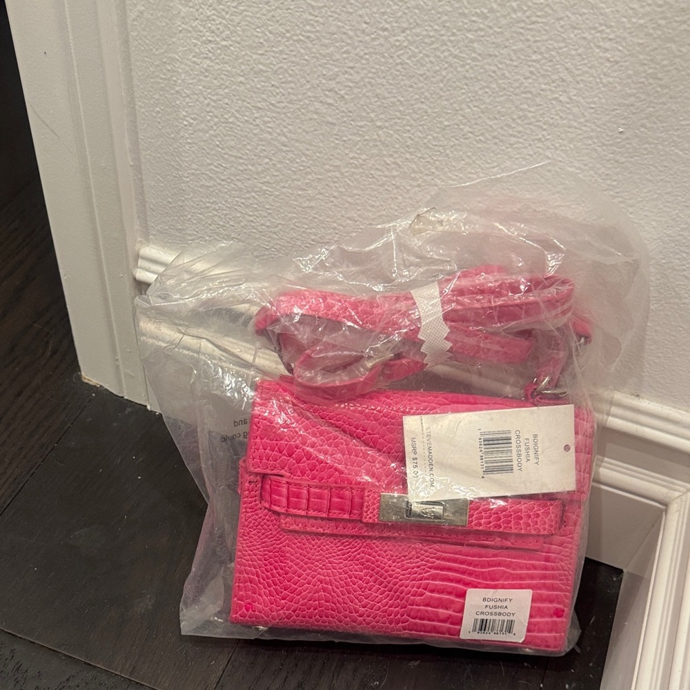 Steve Madden Pink Croc-Embossed Handbag